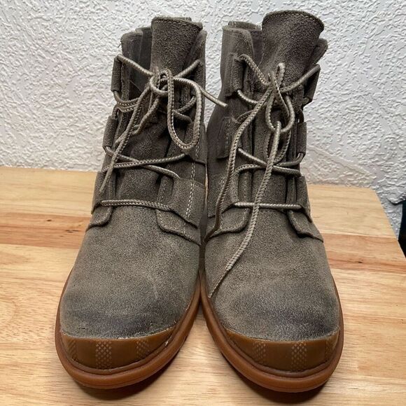 Sorel Boots Womens 7 Sorel‎ Toronto Wedge Ankle Bootie Olive Suede Lace Up - Picture 4 of 12